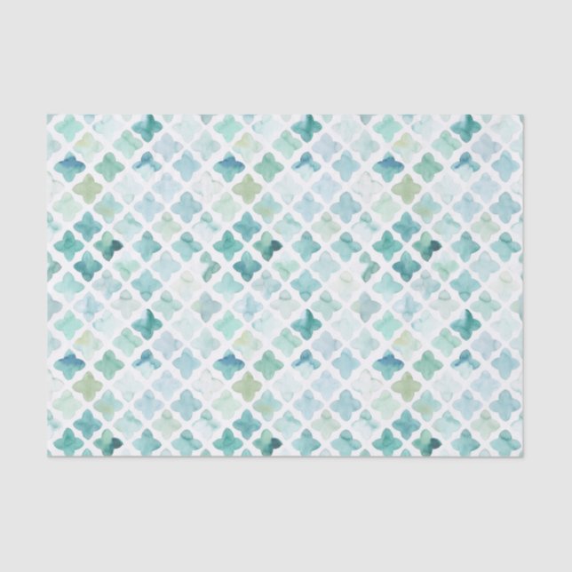 Hand Painted Turquoise Pattern Tissue Paper (Front)