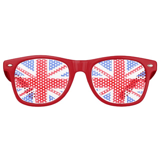Hand Painted Union Jack British Flag Britannia  Retro Sunglasses (Front)