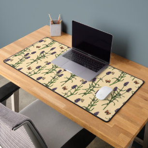 Hand-painted watercolor and ink pattern with laven desk mat