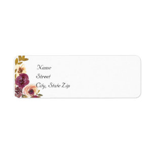 Hand Painted Watercolor Autumn Floral Return Address Label