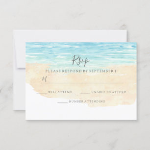 Hand-Painted Watercolor Beach Wedding RSVP Card