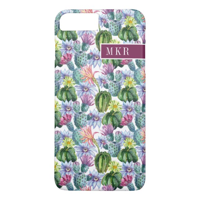 Hand Painted Watercolor Cactus Pattern Case-Mate iPhone Case (Back)