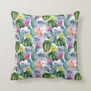 Hand Painted Watercolor Cactus Pattern Cushion