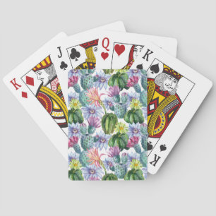 Hand Painted Watercolor Cactus Pattern Playing Cards