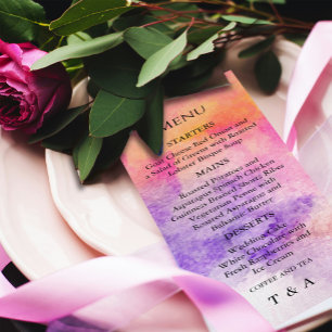 Hand-painted watercolor Colorful  Menu Invitation