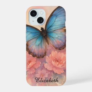 Hand Painted Watercolor Dreamy Butterfly Floral iPhone 15 Case