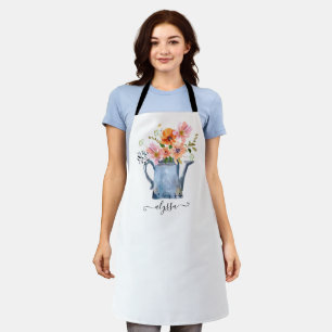 Hand-Painted Watercolor Floral Apron