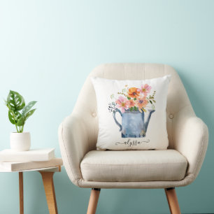Hand-Painted Watercolor Floral Cushion