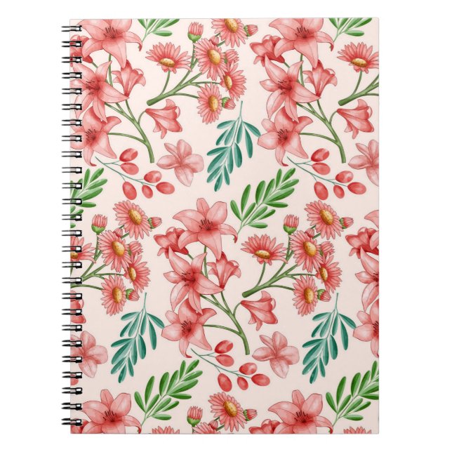 Hand Painted Watercolor Floral Pattern-54098 Notebook (Front)