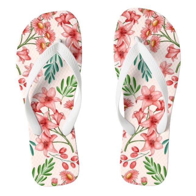 Hand Painted Watercolor Floral Pattern-54098 Thongs (Footbed)