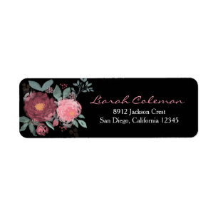 Hand painted watercolor floral return address label