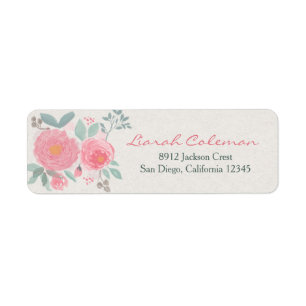 Hand painted watercolor floral return address label