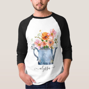 Hand-Painted Watercolor Floral  T-Shirt