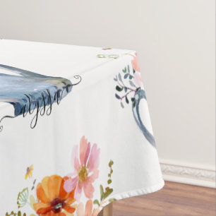 Hand-Painted Watercolor Floral Tablecloth