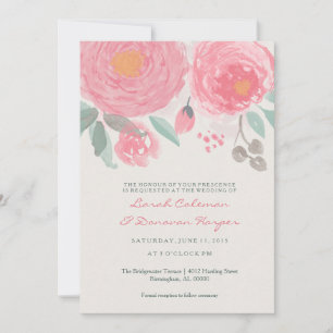 Hand painted watercolor floral wedding invitation