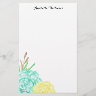 Hand Painted Watercolor Flowers Personalised Stationery