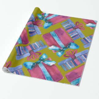 Hand-Painted Watercolor Gift Boxes Wrapping Paper