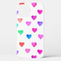 hand painted watercolor hearts pattern Valentine's