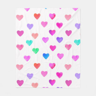 hand painted watercolor hearts pattern Valentine's Fleece Blanket