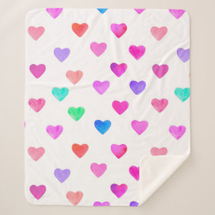 hand painted watercolor hearts pattern Valentine's Sherpa Blanket
