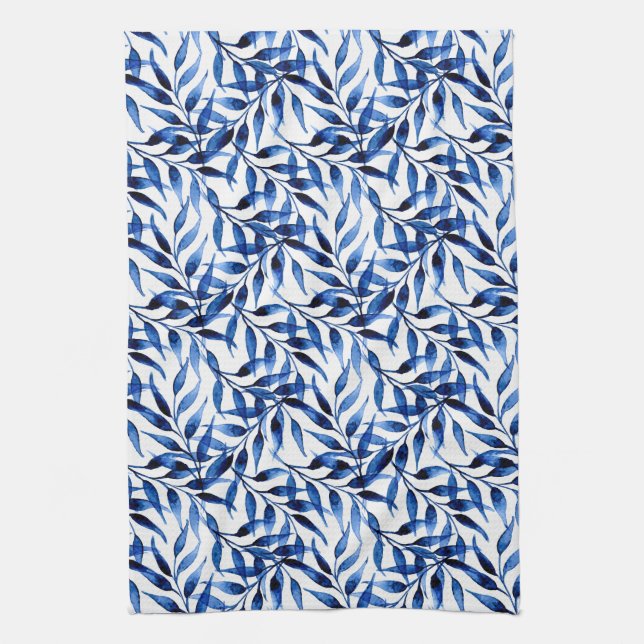 Hand Painted Watercolor Ink Pattern Tea Towel (Vertical)