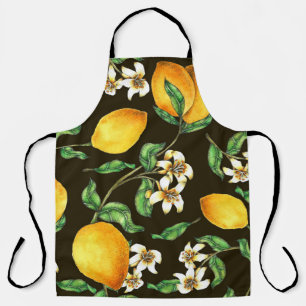 Hand Painted Watercolor Lemon Pattern Apron