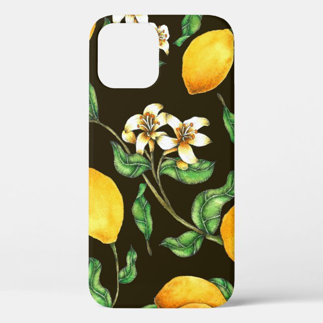 Hand Painted Watercolor Lemon Pattern Case-Mate iPhone Case (Back)