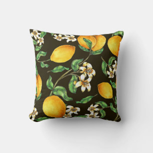 Hand Painted Watercolor Lemon Pattern Cushion