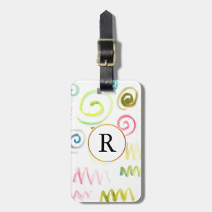 hand painted watercolor luggage tag