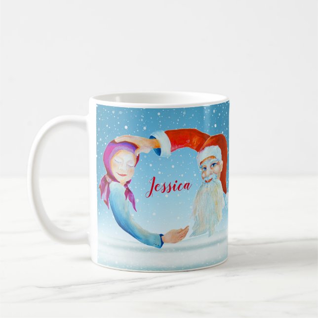 Hand-painted Watercolor Magical Santa Claus Coffee Mug (Left)