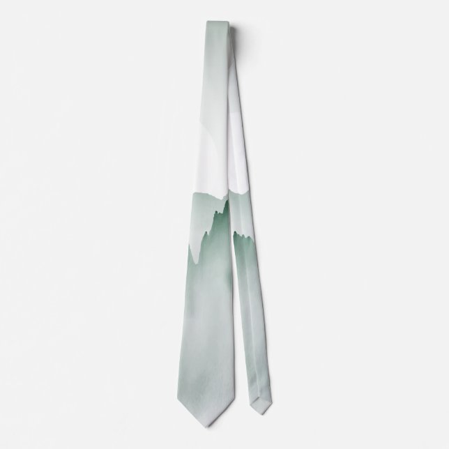 Hand Painted Watercolor Mountain Landscape Tie (Front)