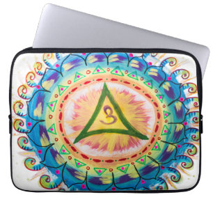 Hand Painted Watercolor Om Mandala Laptop Sleeve