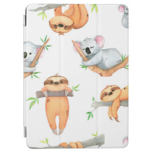 Hand painted watercolor pattern tropical cute anim iPad air cover