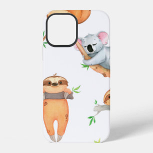 Hand painted watercolor pattern tropical cute anim iPhone 12 case