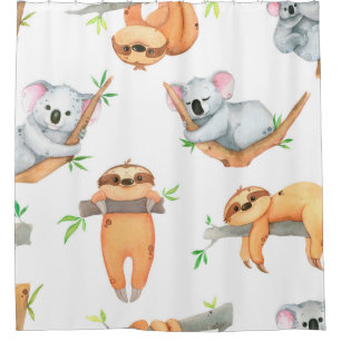 Hand painted watercolor pattern tropical cute anim shower curtain