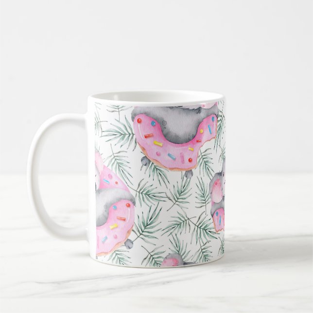 Hand painted watercolor pattern with koala tropica coffee mug (Left)