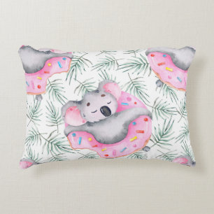 Hand painted watercolor pattern with koala tropica decorative cushion