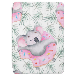 Hand painted watercolor pattern with koala tropica iPad air cover