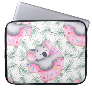 Hand painted watercolor pattern with koala tropica laptop sleeve