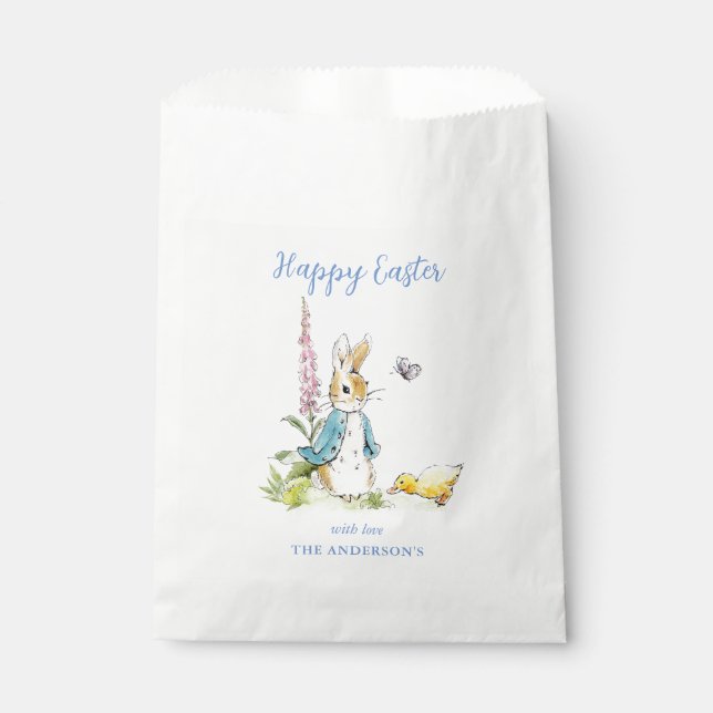 Hand Painted watercolor Peter Rabbit Easter Favour Bag (Front)