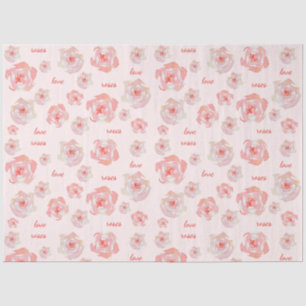 Hand painted watercolor pink roses love custom tissue paper