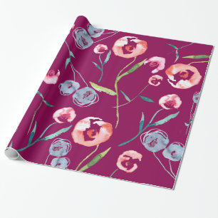 Hand-Painted Watercolor Roses Wrapping Paper