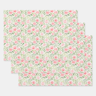 Hand Painted Watercolor Roses Wrapping Paper Sheet