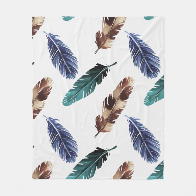Hand painted watercolor seamless pattern with colo fleece blanket (Front)