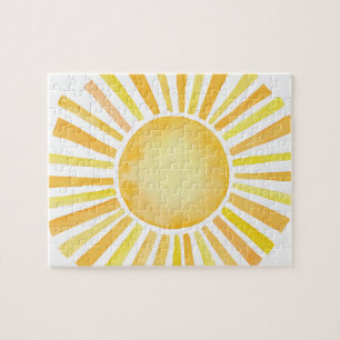 Hand-painted Watercolor Sun Jigsaw Puzzle
