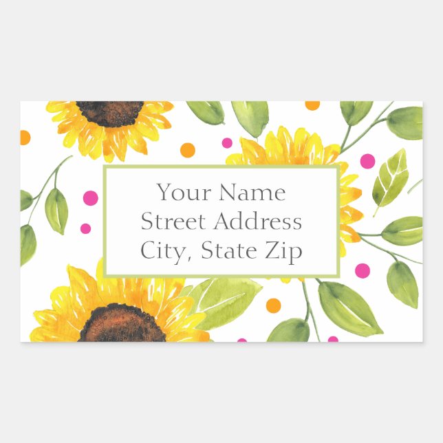 Hand Painted Watercolor Sunflower Bouquet labels (Front)