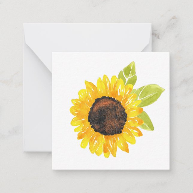 Hand Painted Watercolor Sunflower Card (Front)