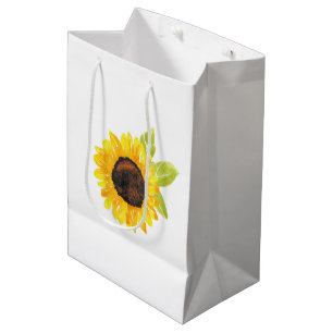 Hand Painted Watercolor Sunflower Medium Gift Bag
