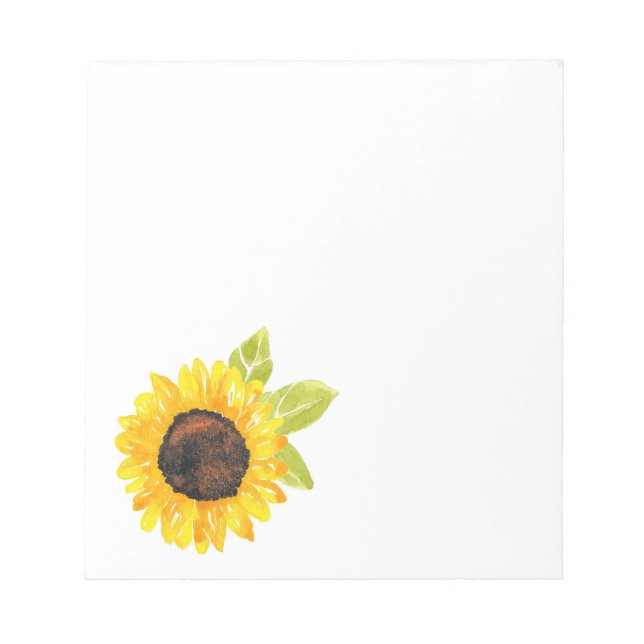 Hand Painted Watercolor Sunflower Notepad (Front)