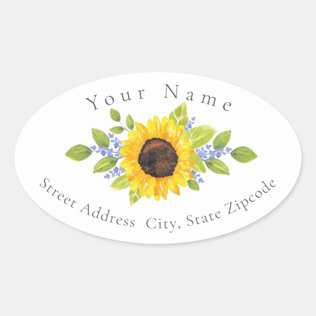 Hand Painted Watercolor Sunflower Swag Label (Front)